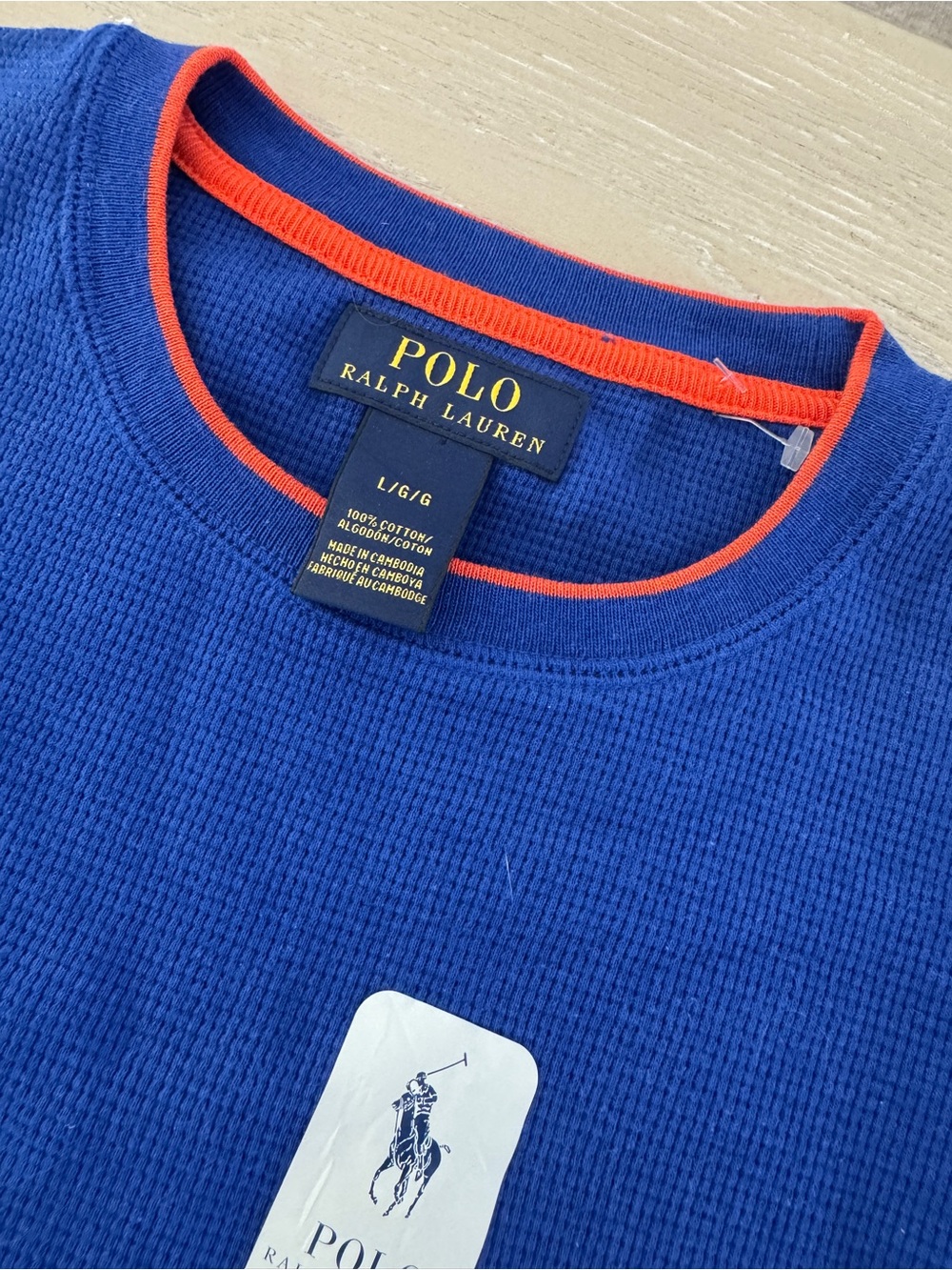 Polo by Ralph Lauren Royal Blue Crewneck Sweater with Orange Trim